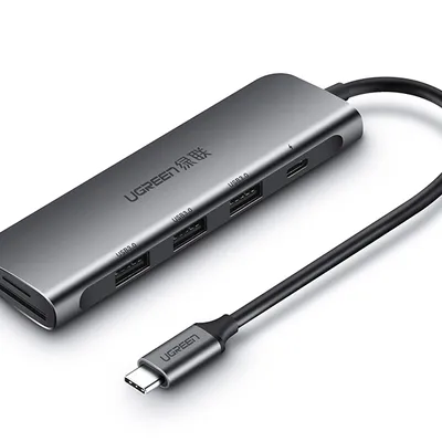 Bộ chuyển USB Type C to Hub USB 3.0 + Khe đọc thẻ nhớ SD/TF Ugreen 50598