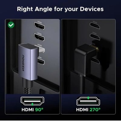 Cáp HDMI 2.1 dài 3M bẻ góc 90 chuẩn 8K Ugreen 85242 HD188