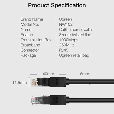 Cáp mạng CAT6 đúc sẵn dài 25M Ugreen 20167