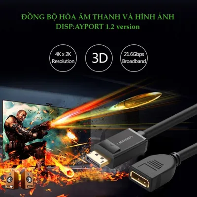 Cáp Displayport nối dài 25cm Ugreen 20407