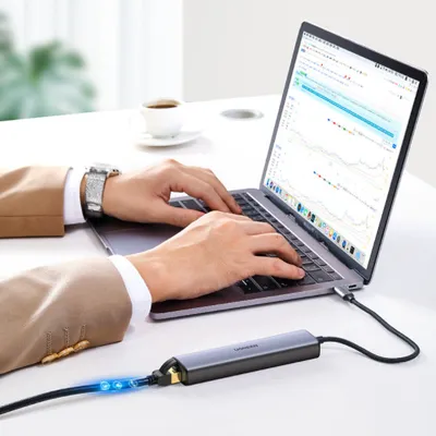 Bộ chia Type C 3 cổng USB 3.0 + Lan RJ45 Ugreen 20932