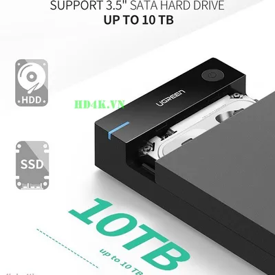 Hộp đựng ổ cứng 3.5 inch Sata/USB 3.0 hỗ trợ 10TB Ugreen 50422