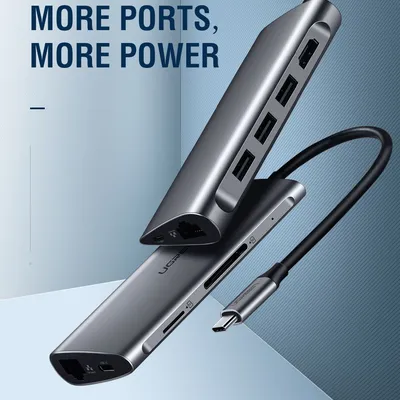 Bộ chuyển USB Type C to HDMI+ Lan + USB 3.0 + SD/TF + sạc Type-C Ugreen 50538