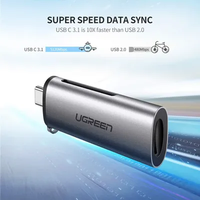 Đầu đọc thẻ USB Type C cho thẻ SD/TF Ugreen 50704