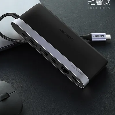 Bộ chuyển đa năng Type C to HDMI+ Lan + USB 3.0 + SD/TF + sạc Type-C Ugreen 50989