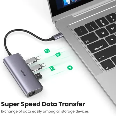 Bộ chia Type C 4 cổng USB 3.0 + Lan RJ45 Ugreen 60718