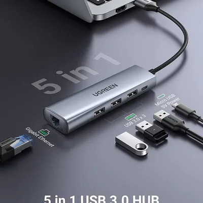 Bộ chia USB 3.0 ra 3 cổng USB 3.0 + Lan 1000Mbps Ugreen 60812