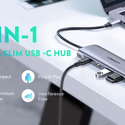Bộ chuyển Type C sang HDMI + USB 3.0 + Card Reader Ugreen 70411