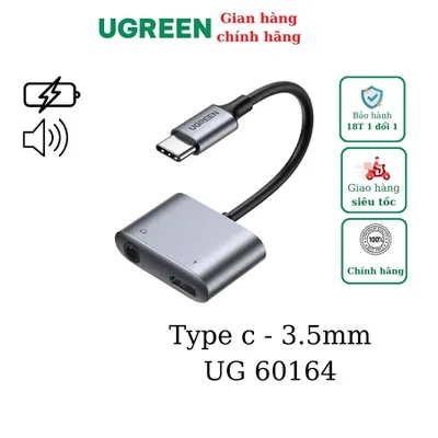 Cáp chuyển âm thanh Type C to 3.5mm + PD sạc Ugreen 60164