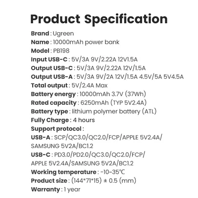 Pin sạc dự phòng 10.000 mAh Ugreen 60689