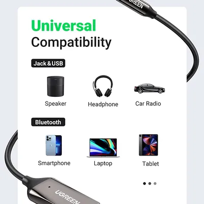 Bộ thu Bluetooth 5.0 dài 1.5M hỗ trợ Mic cổng 3.5mm Ugreen 70601