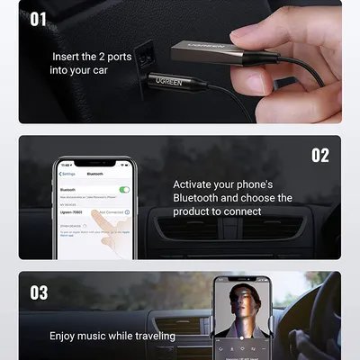Bộ thu Bluetooth 5.0 dài 1.5M hỗ trợ Mic cổng 3.5mm Ugreen 70601