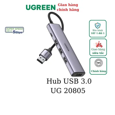 Bộ chia USB 3.0 ra 4 cổng Ugreen 20805 vỏ nhôm