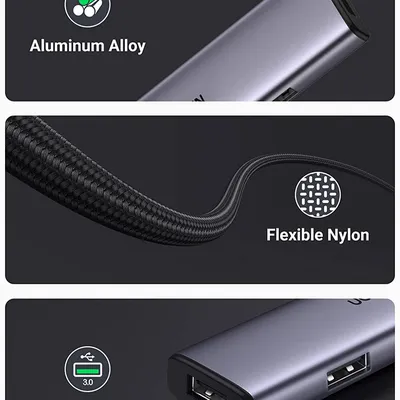 Bộ chia USB 3.0 ra 4 cổng Ugreen 20805 vỏ nhôm