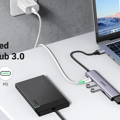 Bộ chia USB 3.0 ra 4 cổng Ugreen 20805 vỏ nhôm