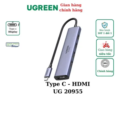 Bộ chuyển Type C to HDMI + 4 cổng USB 3.0 Ugreen 20955