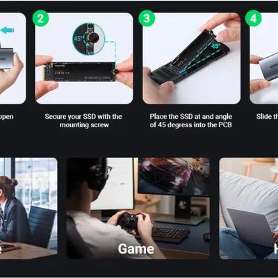 Box ổ cứng SSD M.2 hỗ trợ NVME+SATA USB Type-C 3.2 GEN2 tốc độ 10Gbps Ugreen 90264