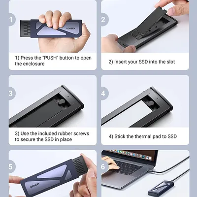 Box ổ cứng SSD M.2 B&M-Key & M-Key NVME - PCIE 3.0 USB Type-C 3.2 GEN2 Ugreen 90541