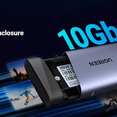 Thiết bị đựng ổ cứng cỡ M.2 dùng để kết nối ổ cứng Sata NVME với máy tính qua cổng usb-C Ugreen 35267 CM767