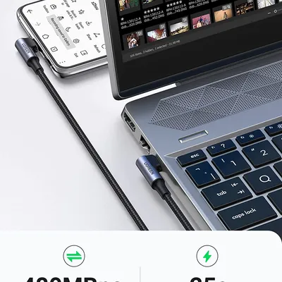 Cáp USB Type C dài 1m góc 90 PD 100W Ugreen 70696