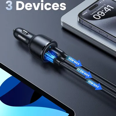 Sạc điện thoại USB 3 cổng 69W dùng trong ô tô Ugreen 20467