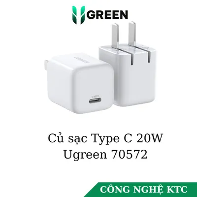 Củ sạc nhanh Type C 20W QC 4.0 Ugreen 70572