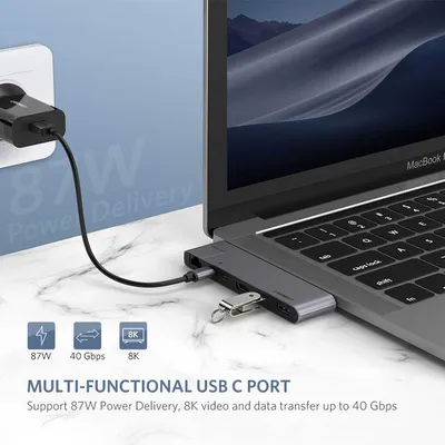 Bộ chuyển Dual USB Type C to HDMI+USB 3.0+LAN 1Gbps + Dual Type C Ugreen 50984