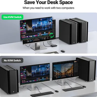 Bộ gộp HDMI 2 ra 1 có KVM hỗ trợ 4k@60Hz Ugreen 15166