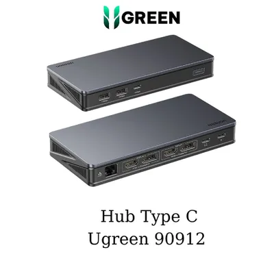 Bộ chuyển đổi USB-C sang  2*USB 3.1 + 1*USB-C +  2*HDMI + 2*DP1 + RJ45 Gigabit + PD Ugreen (90912)