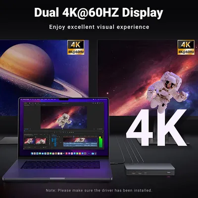 Bộ chuyển đổi USB-C sang  2*USB 3.1 + 1*USB-C +  2*HDMI + 2*DP1 + RJ45 Gigabit + PD Ugreen (90912)