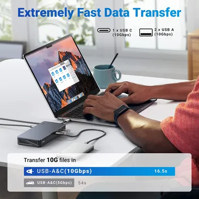 Bộ chuyển đổi USB-C sang  2*USB 3.1 + 1*USB-C +  2*HDMI + 2*DP1 + RJ45 Gigabit + PD Ugreen (90912)