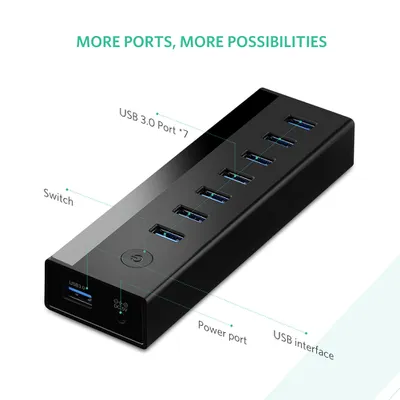 Bộ chia Hub USB 3.0 7 cổng nguồn 5V2A Ugreen 40522