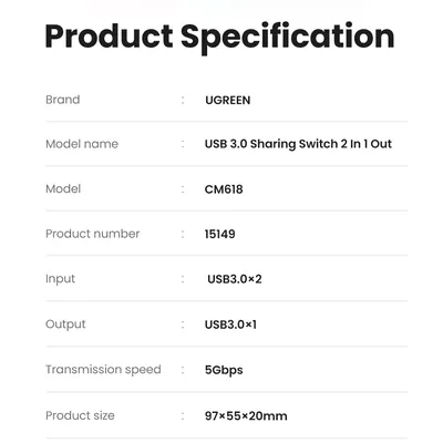 Bộ gộp USB 3.0 2 ra 1 Ugreen 15149