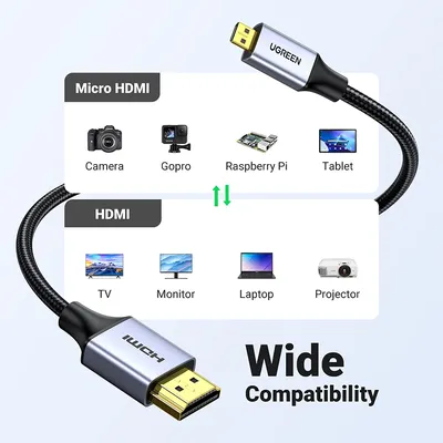 Cáp chuyển Micro HDMI sang HDMI dài 1m hỗ trợ 4K Ugreen 10550