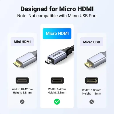 Cáp Micro HDMI to HDMI dài 2m hỗ trợ 8K Ugreen 15517