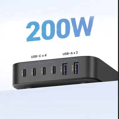 Củ sạc nhanh Nexode 200W GaN II  USB Type-C x4 / USB Type-A x2 Ugreen 40914