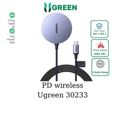 Bộ sạc không dây từ tính công suất 15W Ugreen 30233