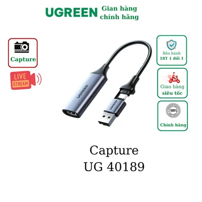 Thiết bị ghi hình HDMI to USB 2.0 / Type-C Ugreen 40189