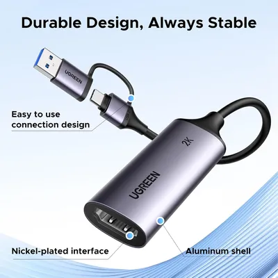 Thiết bị ghi hình HDMI to Type C / USB 3.0 2K@30Hz Ugreen 15389 CM629