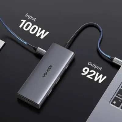 Bộ chuyển đổi USB-C sang 2*USB-A 3.0+USB-C+HDMI+SD/TF+PD hỗ trợ 4K Ugreen 15531 CM498