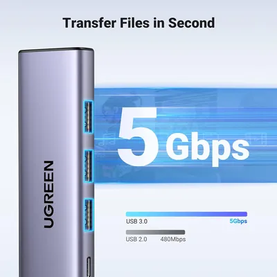 Bộ chuyển Type C To HDMI + 3*USB 3.0 + PD Power 4K@30Hz  Ugreen 15596