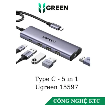 Bộ chuyển Type C To HDMI + 3*USB 3.0 + PD Power 4K@60Hz  Ugreen 15597 CM511