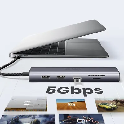 Bộ chuyển Type C to HDMI + VGA+ USB 3.0 + LAN 1Gbps + Card Reader + 3.5mm Ugreen 15601 CM498