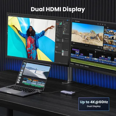 Thiết bị chuyển đổi Type C to 2*USB 3.0 + USB-C + 2*HDMI + PD 100W Ugreen 15852 CM948