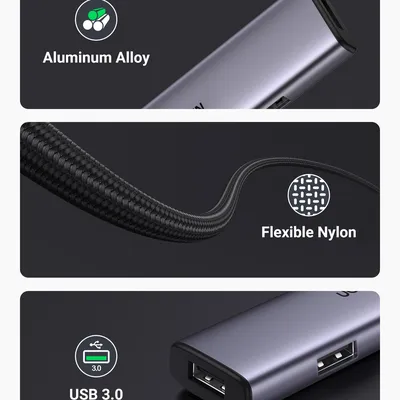 Bộ chia Hub USB-C ra 4 cổng USB 3.0 màu đen Ugreen 20841 CM473