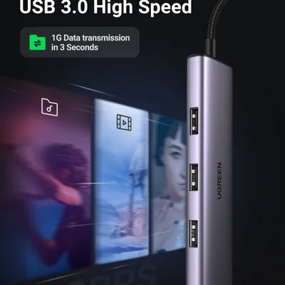 Bộ chia Hub USB-C ra 4 cổng USB 3.0 màu đen Ugreen 20841 CM473