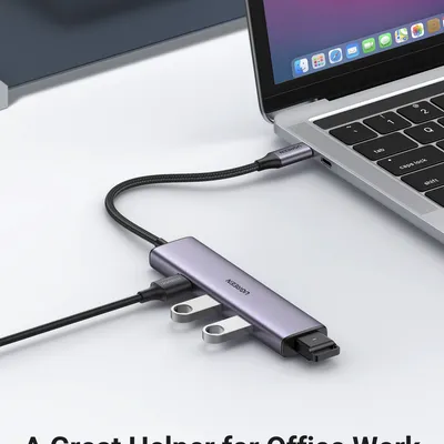 Bộ chia Hub USB-C ra 4 cổng USB 3.0 màu đen Ugreen 20841 CM473