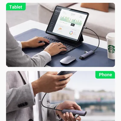 Bộ chia Hub USB-C ra 4 cổng USB 3.0 màu đen Ugreen 20841 CM473