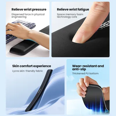 Tấm lót bàn phím đệm cổ tay chất liệu cao su (không xốp) màu đen Ugreen 25248