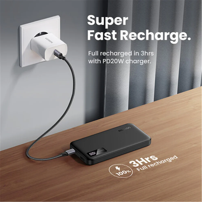 Pin sạc dùng cho điện thoại 10000mAh Li-ion màu ghi 2 cổng đầu ra Ugreen 25742 PB311